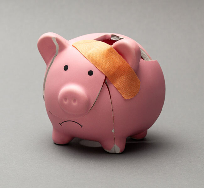 Broken piggy bank